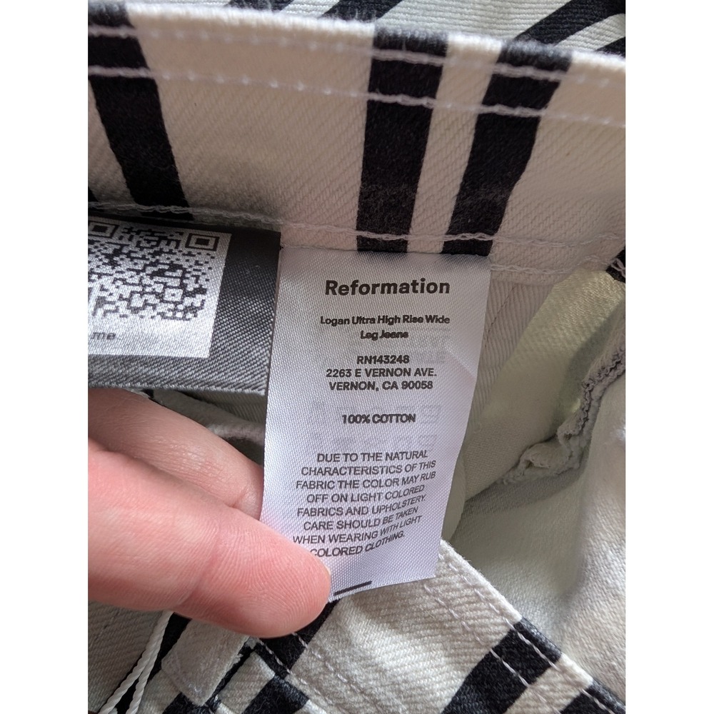 Reformation Logan Ultra High Rise Wide Leg‎ Jeans Black White NWT - Picture 12 of 13